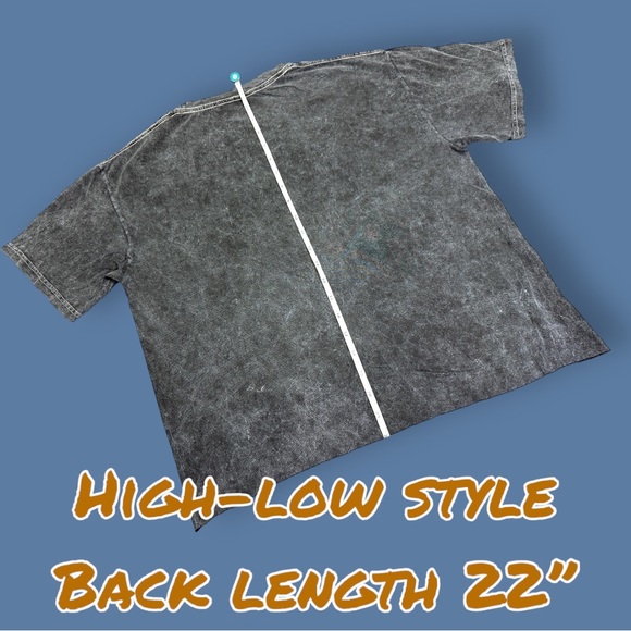 NWOT Whitney Houston High-Low Cropped T-Shirt in Mineral Washed Black. Size M - Picture 8 of 9